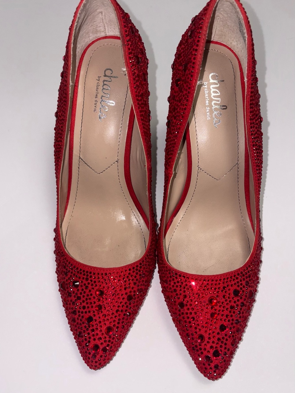 Charles By Charles David Ruby Red Sparkle High Heel Pump Women’s Shoes 6.5